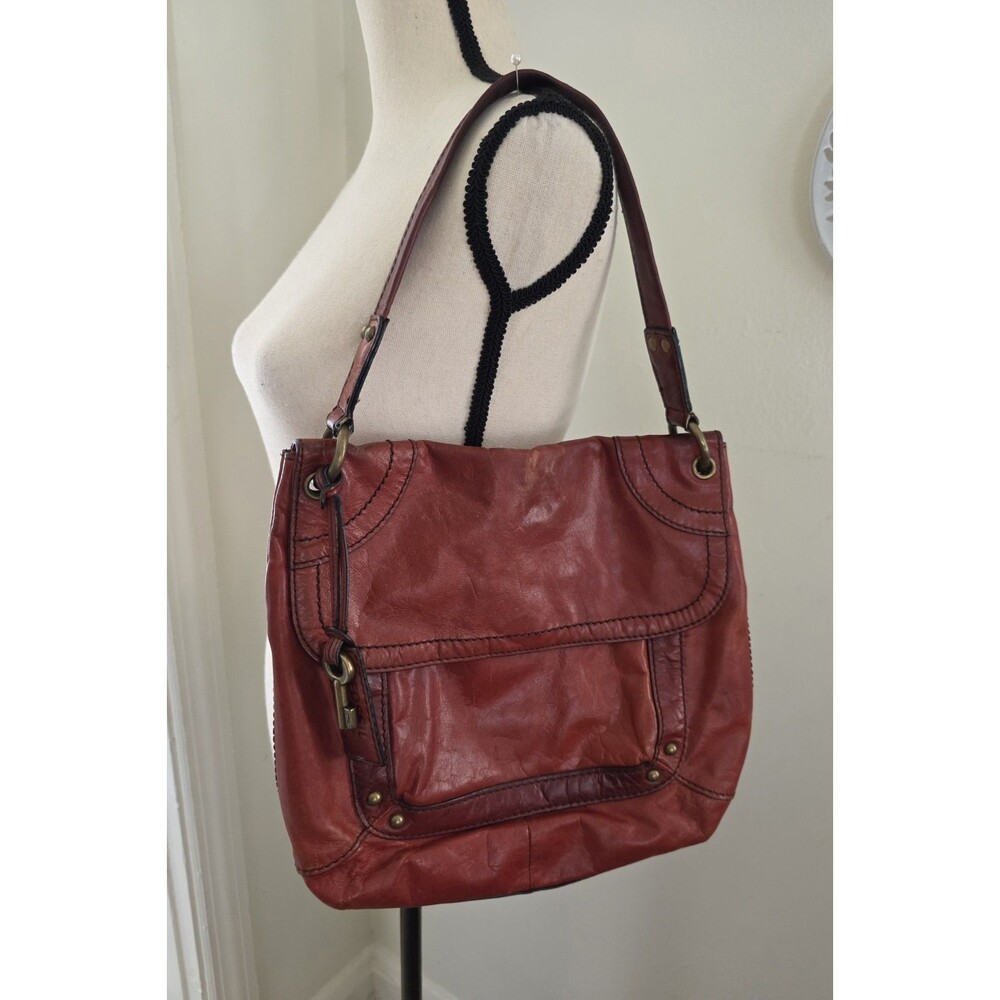 Cool FOSSIL Vintage Shoulder Bag Russet Red Leather Convertible Crossbody GuC
